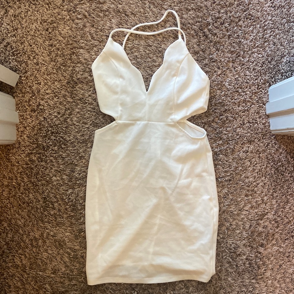 BLUE BLUSH WHITE MINI DRESS